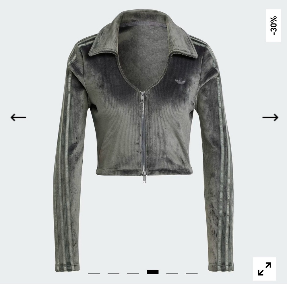 Adidas Women's Gray Ribbed Zipper Cardigan - Picture 2 of 6
